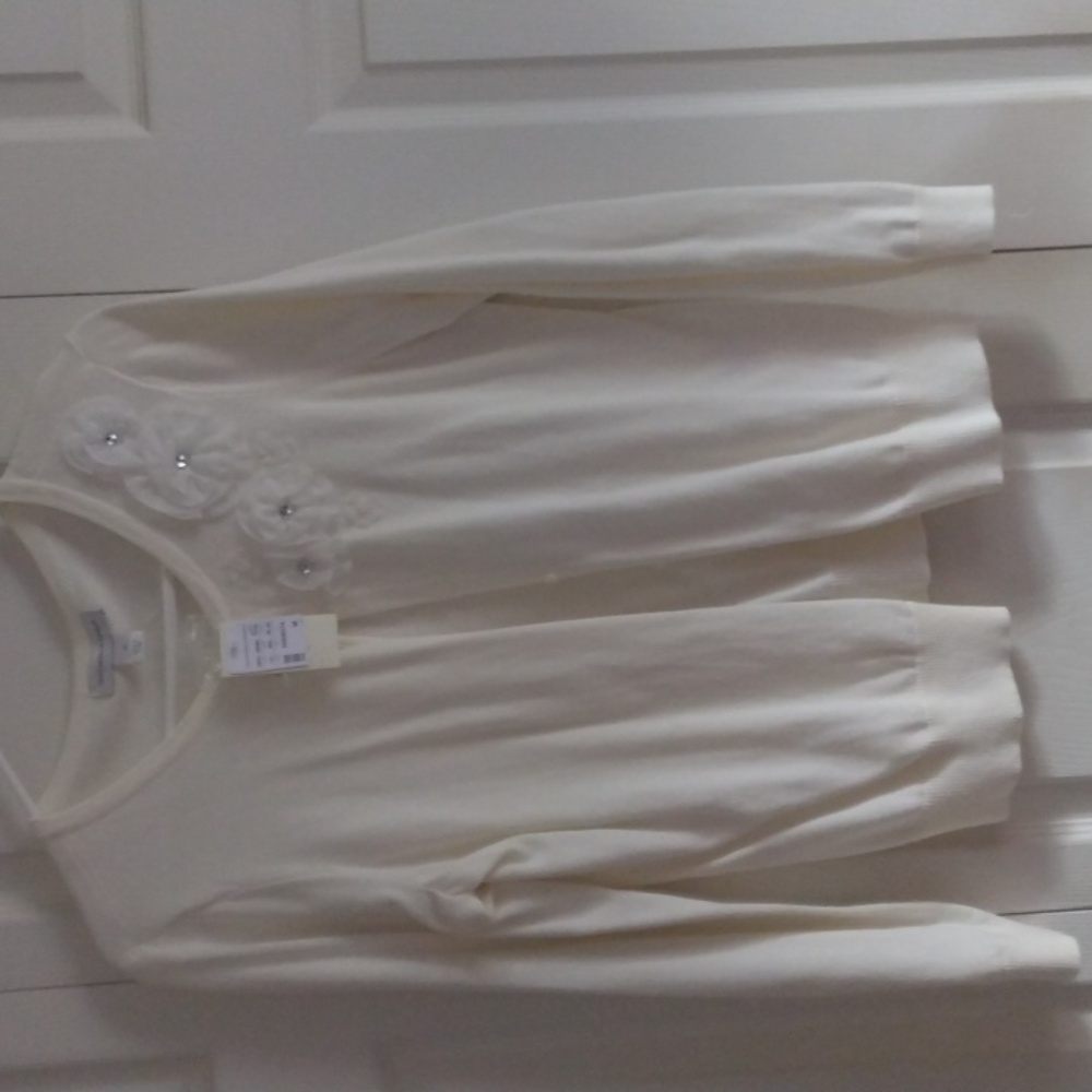 Ladies white cardigan sweater